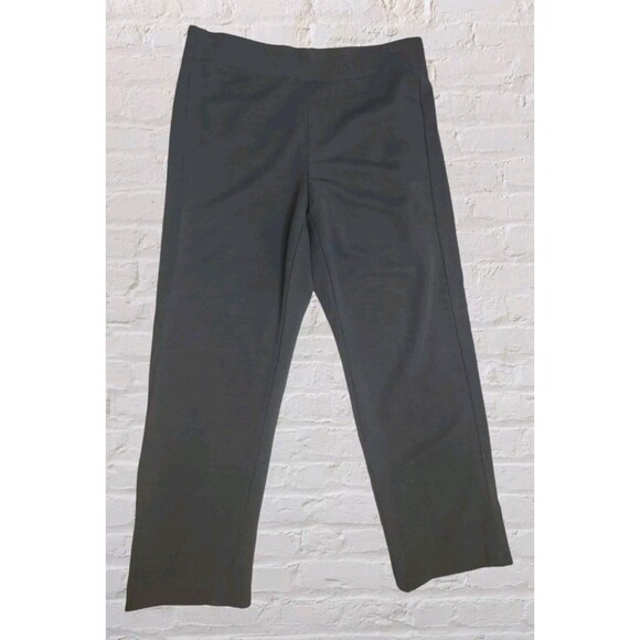 EILEEN FISHER XS Black Wool Crepe Straight Leg Ankle/Crop Pants Career Office - Picture 1 of 5